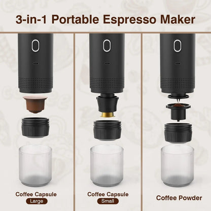 Tripresso Portable Electric Coffee Machine – Wireless, 3-in-1 Pods & Ground